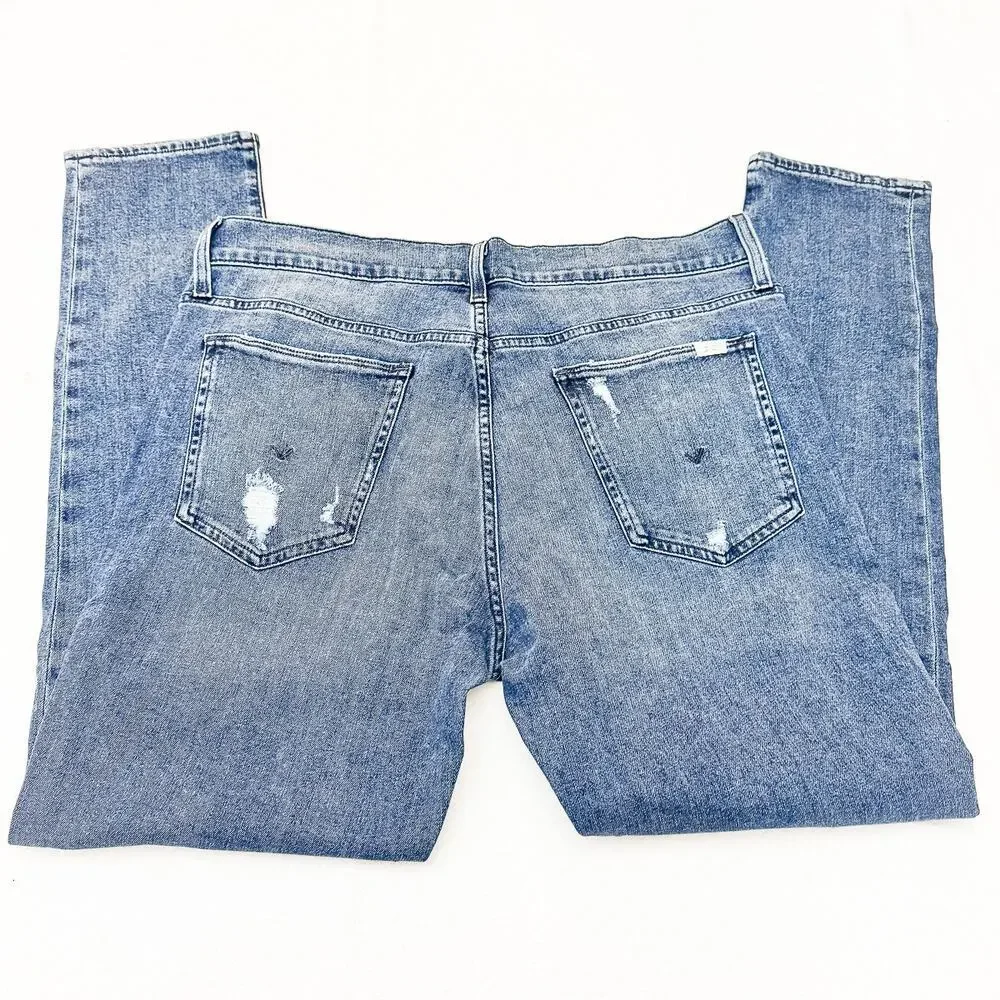 Hudson Zev Men's Dark Wash Ripped Relaxed Straight Denim Jeans Size 36